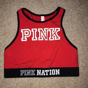 PINK high neck sports bra